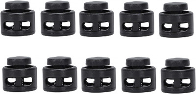 Rarehaunt Cord Lock Spring Loaded Double Hole Toggle Small Stopper with Wide Push Button Lock(Black)