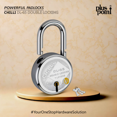 PLUS POINT 65mm Padlock Heavy Duty Normal Shackle Double Locking 7-Lever Padlock Padlock(Silver)