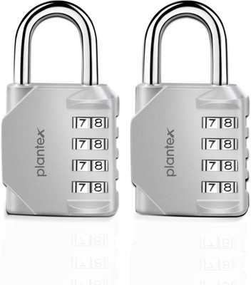 Plantex 4-Digit Code Combination Lock/Number Lock/Lock for Briefcase/Password Lock Combination Lock(Silver)