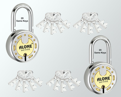 alone Round 65mm 20 Same Keys 2 Padlocks for home door gate shutter Brass Combination Padlock(Gold, Chrome)