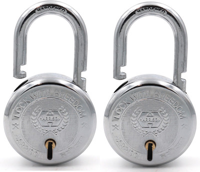 HARRISON Padlocks / 7 Lever Padlock With 3 Keys T-26/BCP-0277/ pack of 2 Padlock(Chrome Plated)