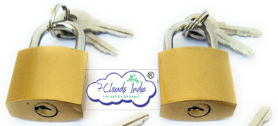 7 CLOUDS INDIA 25mm Pack of 2 locks and key for small use Padlock(Golden)