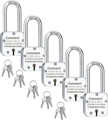 Connectlocks Atoot 65 LS Lock | Steel Body | Hardened Shackle | 7 Levers (PACK OF 5) Padlock(Steel)