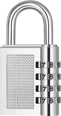 TRP Traders 4 Digit Combination Padlock for School Gym Locker Padlock with Code Luggage Lock Padlock(Silver, Black)