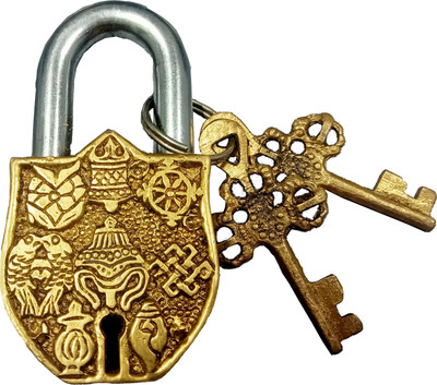 Peekdee Brass Pad Lock Padlock(Golden)
