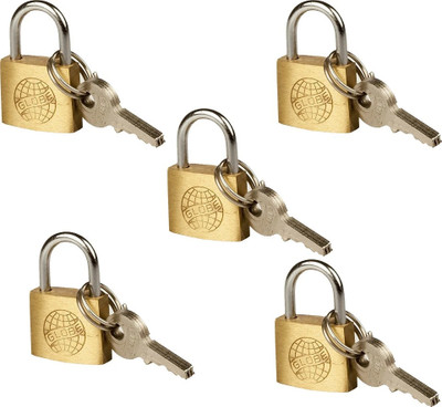 Any Fashion Brass Padlock with 3 Keys Sutable for Luggage Bag's (20MM) Padlock(Golden)