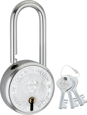 HARRISONLOCK Padlock/ Round Padlock 50mm 6 Lever With 3 Keys T-26LS-0275/ Mild Steel Material Padlock(Bright Chrome Polished)