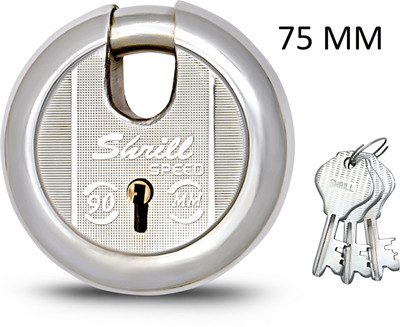 SHRILL SHUTTER & HOME LOCK 90 MM WITHOUT GAPING FIX LOCKING SYSTEM WITH 3 MILLED KEY Padlock(Silver)