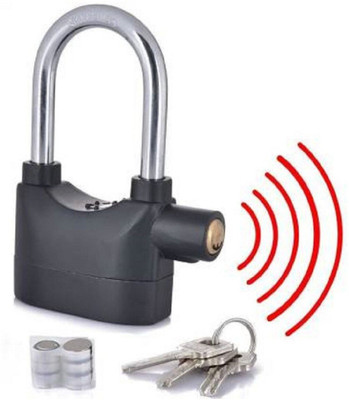 ZARRY Loud Siren Steel Motion Sensor Anti-theft Alarm Safety Pad Loack_01 Lock(Black)