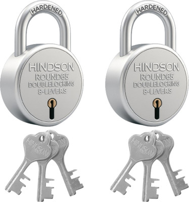 HINDSON Round 65mm with 3 Keys | Pack Of 2 Padlock(Silver)
