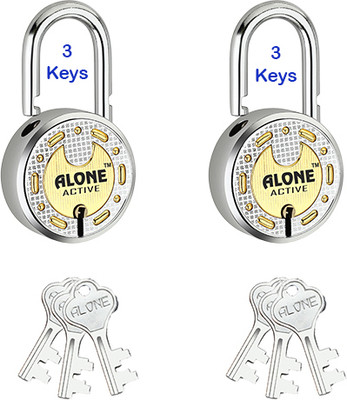 alone Round 65mm 3 Each Keys 2 Padlocks for home door gate shutter Brass Combination Padlock(Gold, Chrome)