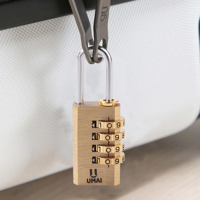 UMAI 4-Digit Code Combination Brass Lock, Portable Luggage Lock (Gold) Combination Lock(Gold)