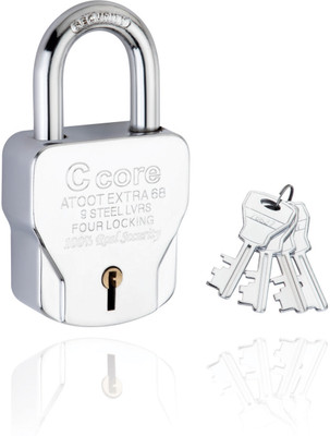 Ccore Atoot Extra 68mm 4 Key locks For Home Door Gate Shutter Shop Padlock(Silver)