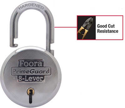 Foora PrimeGuard Hardened Shackle with 5 Keys Padlock(Silver)