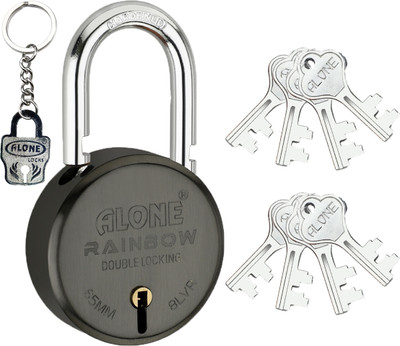 alone Rainbow Round 65mm lock 8 Keys Padlock for door Black Matte Finish Padlock(Antique)