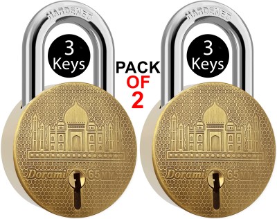 Indora Round T65 65mm lock 3 Keys Steel Shackle 8 Lever locks for home door gate Padlock(Gold)