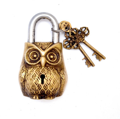 HanDecor Owl Design Golden Functional Brass Padlock(Golden)