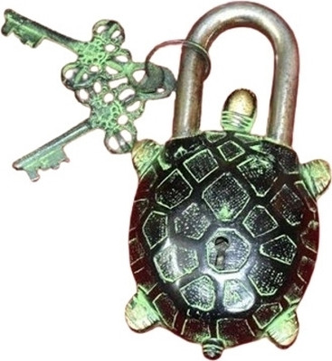 PRIME HOMES Brass Turtle Pad Lock With 2 Keys Turtle Shape Lock Padlock(Black)
