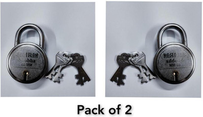 jalaram PACK OF 2 LOCK WITH 4 KEYS EACH LOCK [MEDIUM SIZE ] 60 MM FOR HOME AND OFFICE Padlock(Silver)