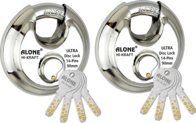 Fithome Alone Steel Shutter 90mm Lock for Home Gate Shop Shutter 4 Computer Keys- Pack 2 Lock(S.S)
