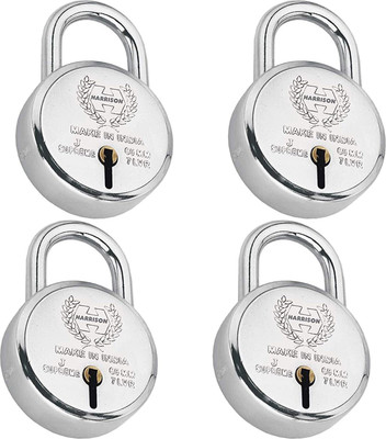 HARRISON 0643 J Supreme Round 65mm BCP Padlock with 6 Lever (Pack of 4) Padlock(Silver)