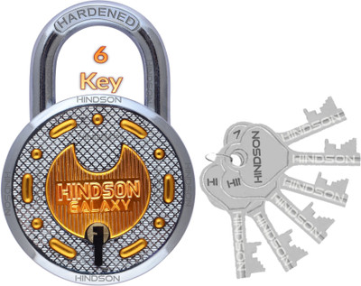 HINDSON Galaxy Brass Round 65mm and key, 8 Lever Padlock home,door,gate Padlock(Gold)