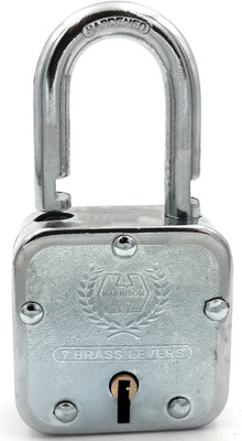 HARRISONLOCK Padlock/ Square Padlock 65mm 8 Lever With 3 Keys T-27-0033/ Mild Steel Material Padlock(Bright Chrome Plated)