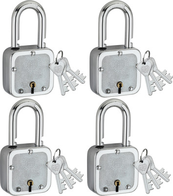 HARRISON Padlock/Square Padlock 50mm 6 Lever with 3 Keys T-27-0040 PK_4/ Steel Material Padlock(Chorme Plated)