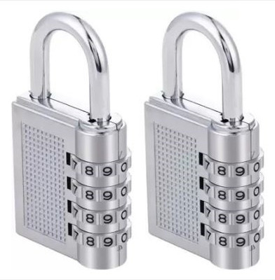 VACULACE 2 Pack Resettable Combination 4 Digit Number Travel Luggage Password Lock Padlock(Black)