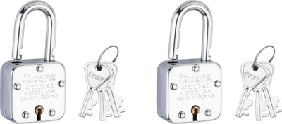 Ccore Atoot 40mm Mild Steel lock Body Chrome Plated | Double Locking With 3 Keys Padlock(Silver)