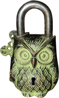 PRIME HOMES Brass Owl Pad Lock With 2 Keys Owl Shape Lock Padlock(Black)