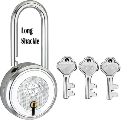 HARRISONLOCK T-26 BCP L/S-0245 Steel 9 Levers Padlock with 3 Keys Padlock(Chrome Plated)