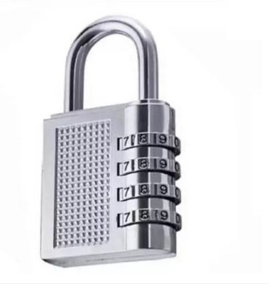VACULACE Resettable Combination 4 Digit Number Luggage Password Lock For Home Office Padlock(Silver)