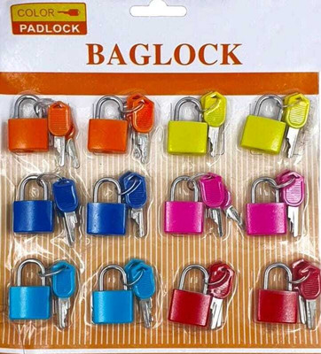 Bekner Small Padlocks Securing Luggage While Travelling Along with 2 Keys for Each Lock Padlock(Multicolor)
