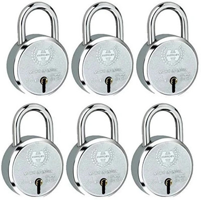 HARRISON 0656 J Supreme Round 50mm BCP Padlock with 7 Lever (Pack of 6) Padlock(Chrome Plated)