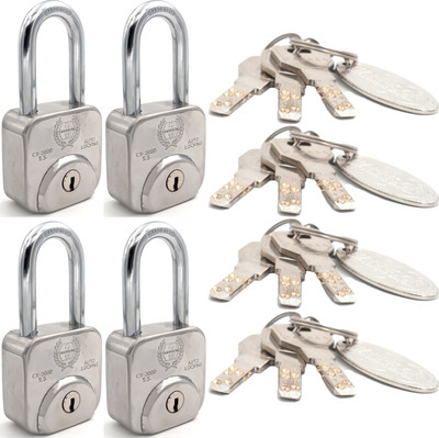 HARRISON Square Padlock 60mm 11 Pin with 3 Computerised Key CX-3000-0596 Pk_4/ Steel MTRL Padlock(Stainless Steel)