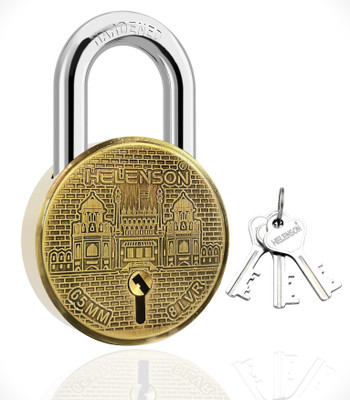 HELENSON ROUND 65 MM LOCK | DOUBLE LOCKING | 8 LEVERS (PACK OF 1) PADLOCK (GOLD) Padlock(Gold)