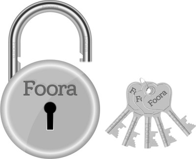 Foora Lock with 5 Keys Padlock Size 65mm Double locking 8 lever Lock(Silver)
