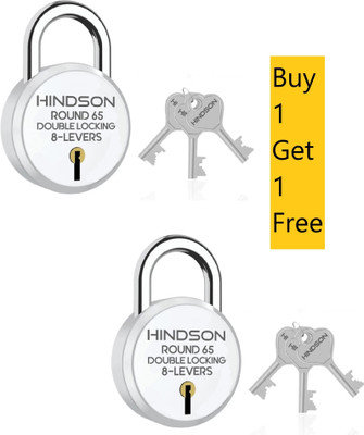 HINDSON Lock Round 65mm with 3 Key, Buy 1 and Get 1 Free Padlock Padlock(Silver)