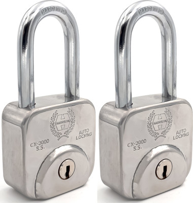 HARRISON Square Padlock 60mm 11 Pin with 3 Computerised Key CX-3000-0596 PK_2/ Steel MTRL Padlock(Stainless Steel)