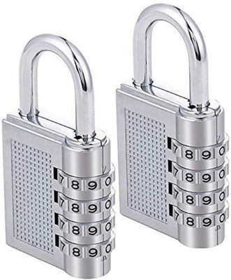 PuthaK 4-Digit Safe PIN Hand Bag Shaped Combination Padlock Lock (Pack of 2) Combination Lock(Silver)