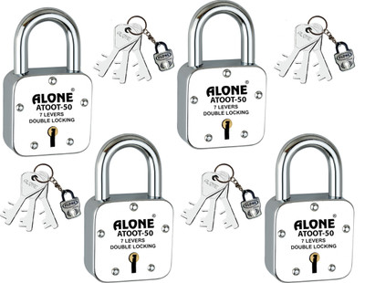alone Atoot 50mm 3 Keys Each with 4 Padlock Hardened Shackle, Steel Body Padlock(S.S)