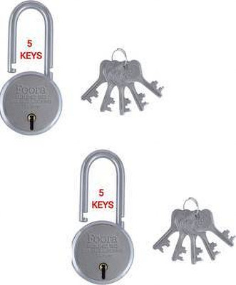 Foora Primeguard 65mm 8-Lever Steel Padlock with Hardened Shackle and 5 Keys Padlock(Silver)