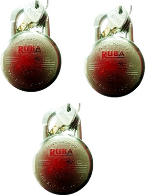Loki 69 MM PUSH LOCK 3 PCs LOCK 12 KEYs Padlock(Silver)