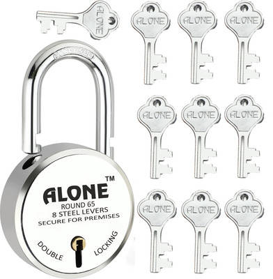 Fithome Alone Round 65mm Lock for Home Link Gate Shop Shutter, D/L 10 Keys (pack of 1) Padlock(Chrome)