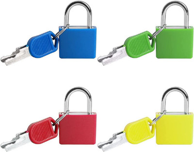 Eagean 4Pcs Suitcase Lock,4 Colors Mini Padlock with Key Padlock(Multicolor)