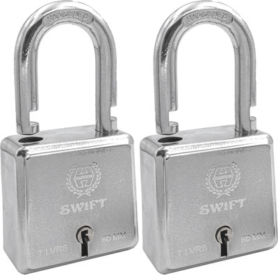 HARRISON Padlock/Square Padlock 60mm 7 Lever with 3 Keys SWIFT-0229 PK_2/Steel Material Padlock(Chrome Plated)