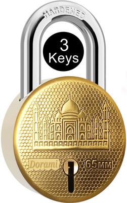 Indora Round 65mm link lock and key Double Locking 8 Lvr lock for home, main door Padlock(Silver)