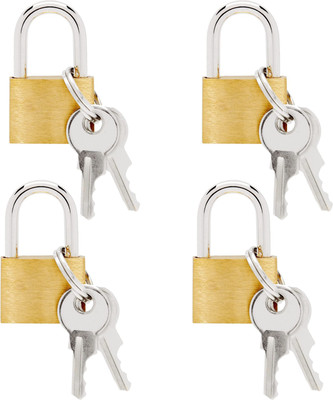 TruVeli Premium Solid Imitation 20 mm Copper Mini Lock with 2 Additional keys - 4 Pcs Lock(Golden)
