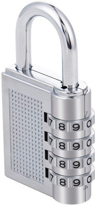 Bluedeal 4-Digit Safe PIN Hand Bag Shaped Combination Stainless Steel Padlock Lock-1pc Padlock(Silver)
